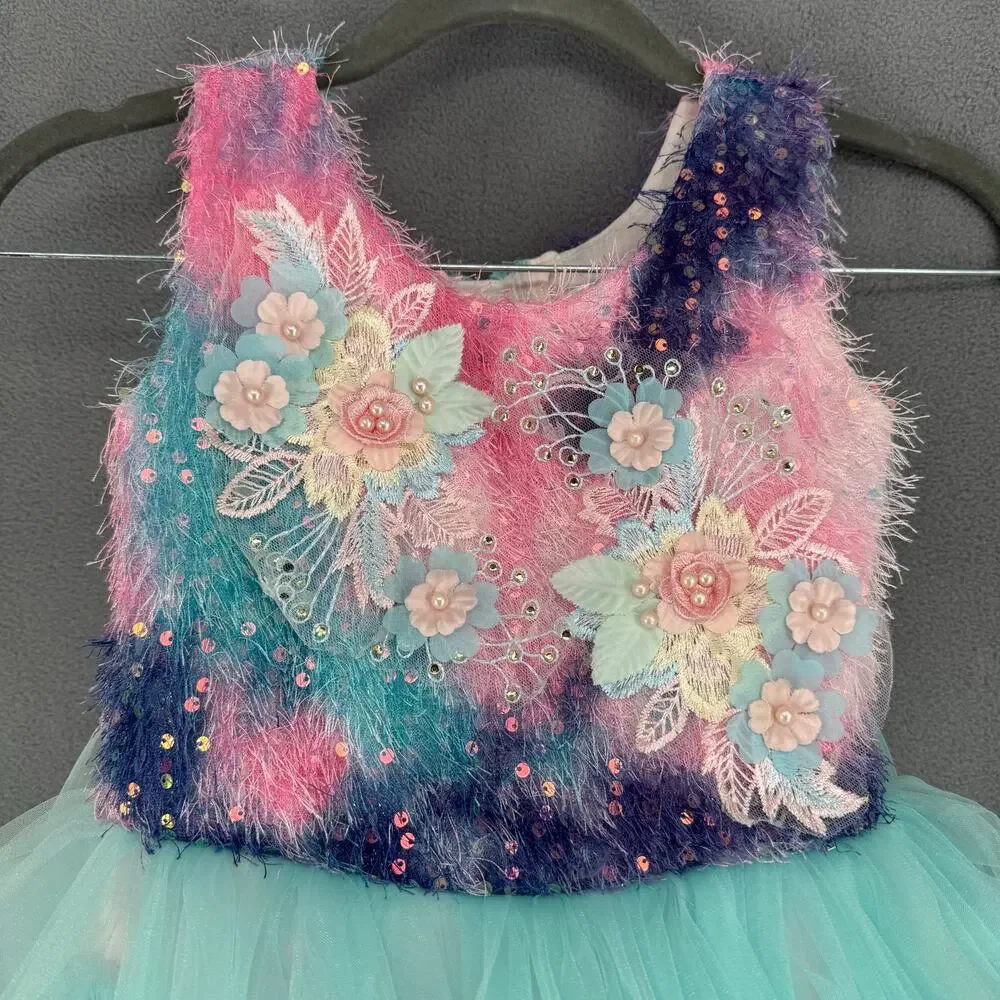 Veera Girls Pastel Rainbow Tutu Gown Maxi Dress 26‎ Made in India Party Fancy
